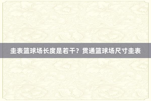 圭表篮球场长度是若干？贯通篮球场尺寸圭表